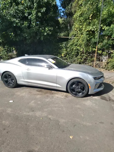 Silver coupe: side view