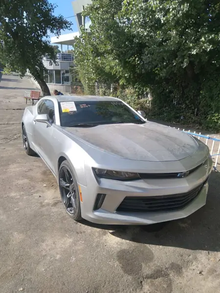 Silver coupe: front view